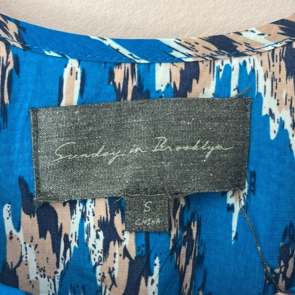 Anthropologie Sunday in Brooklyn Women’s Aztec Print Blue Sleeveless Dress Small - Picture 3 of 8